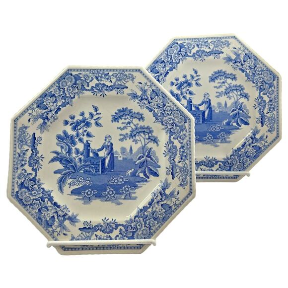 Spode Other - Spode | 2 Blue Room Sutherland Collection "Girl at Well" Plates | Size 9.5x9.5